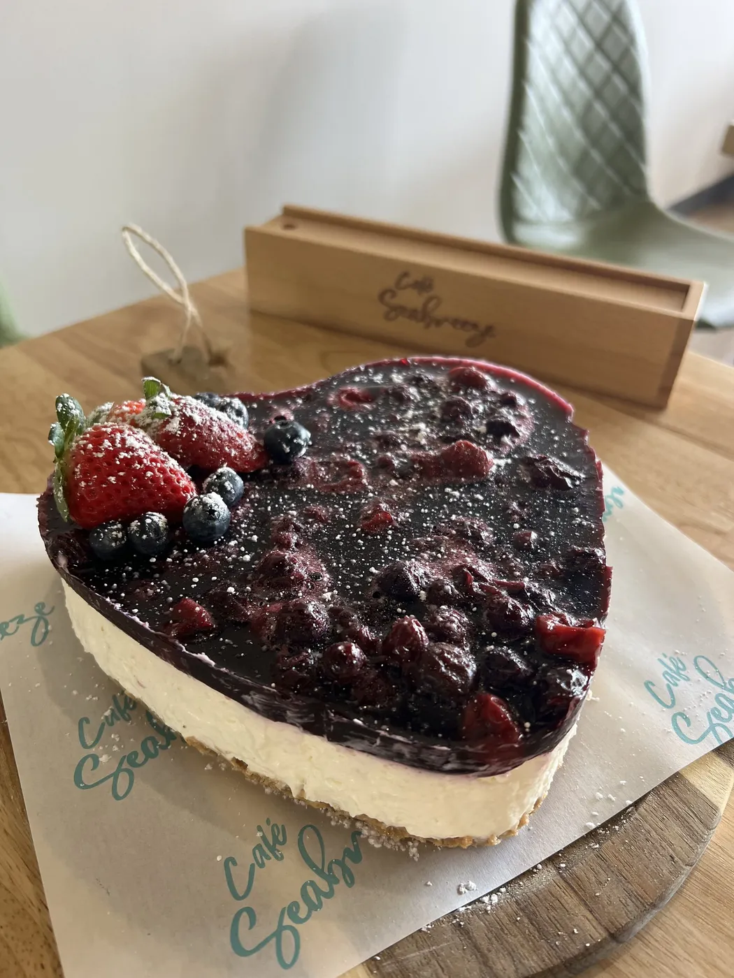 Heart-shaped cake at Cafe Seabreeze